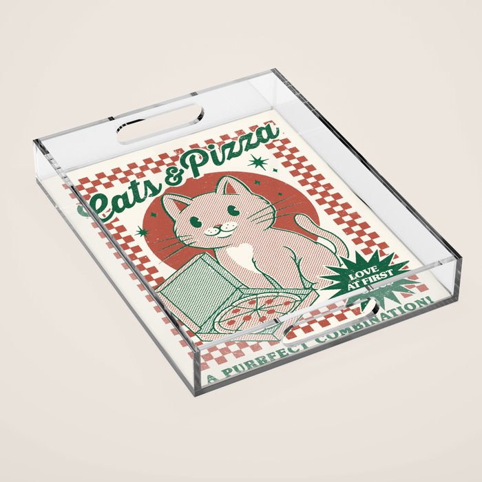 Cats and Pizza Acrylic Tray Gallery Image 1