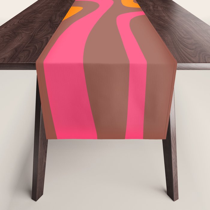 Mid-Century Modern Abstract Palm Springs Eclectic Pattern in Pink Brown Orange Table Runner Gallery Image 1