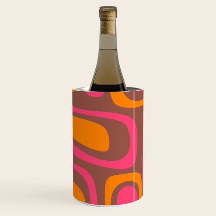 Mid-Century Modern Abstract Palm Springs Eclectic Pattern in Pink Brown Orange Wine Chiller Gallery Image 1