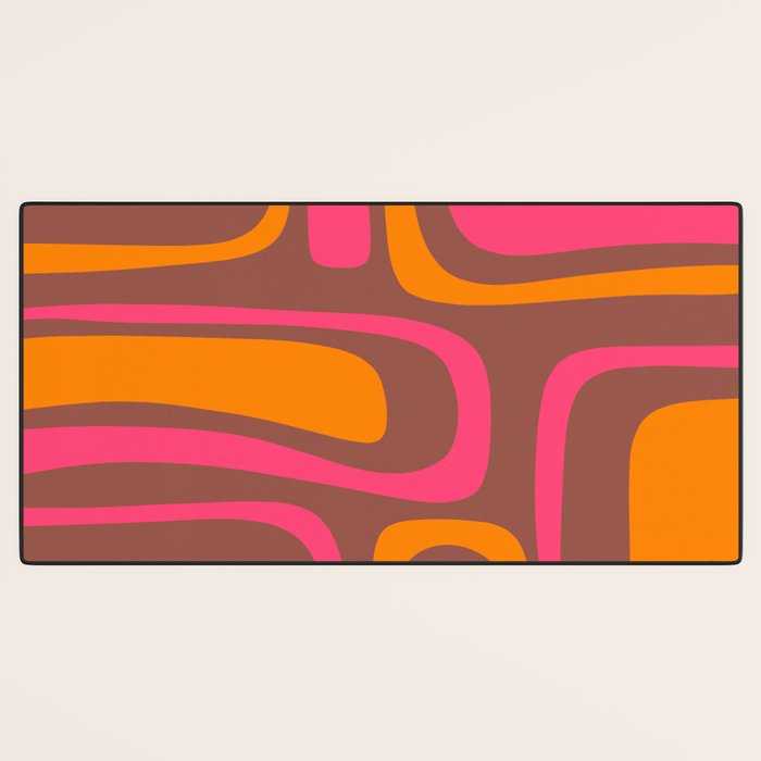 Mid-Century Modern Abstract Palm Springs Eclectic Pattern in Pink Brown Orange Desk Mat Gallery Image 3