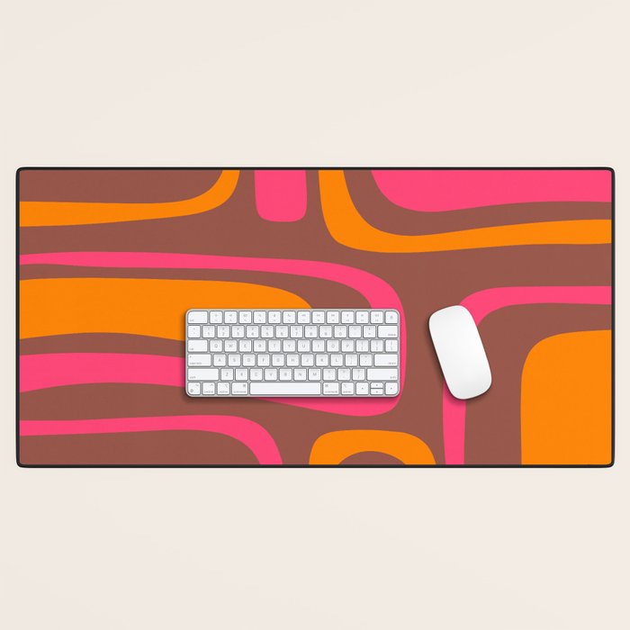 Mid-Century Modern Abstract Palm Springs Eclectic Pattern in Pink Brown Orange Desk Mat Gallery Image 1