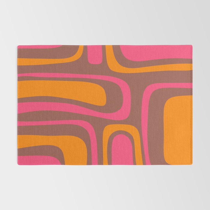 Mid-Century Modern Abstract Palm Springs Eclectic Pattern in Pink Brown Orange Rug Gallery Image 2