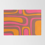 Mid-Century Modern Abstract Palm Springs Eclectic Pattern in Pink Brown Orange Rug Gallery Image 2