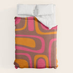 Mid-Century Modern Abstract Palm Springs Eclectic Pattern in Pink Brown Orange Duvet Cover Gallery Image 6