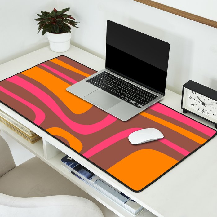 Mid-Century Modern Abstract Palm Springs Eclectic Pattern in Pink Brown Orange Desk Mat Gallery Image 2