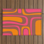 Mid-Century Modern Abstract Palm Springs Eclectic Pattern in Pink Brown Orange Outdoor Rug Gallery Image 1