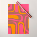Mid-Century Modern Abstract Palm Springs Eclectic Pattern in Pink Brown Orange Wrapping Paper Gallery Image 1