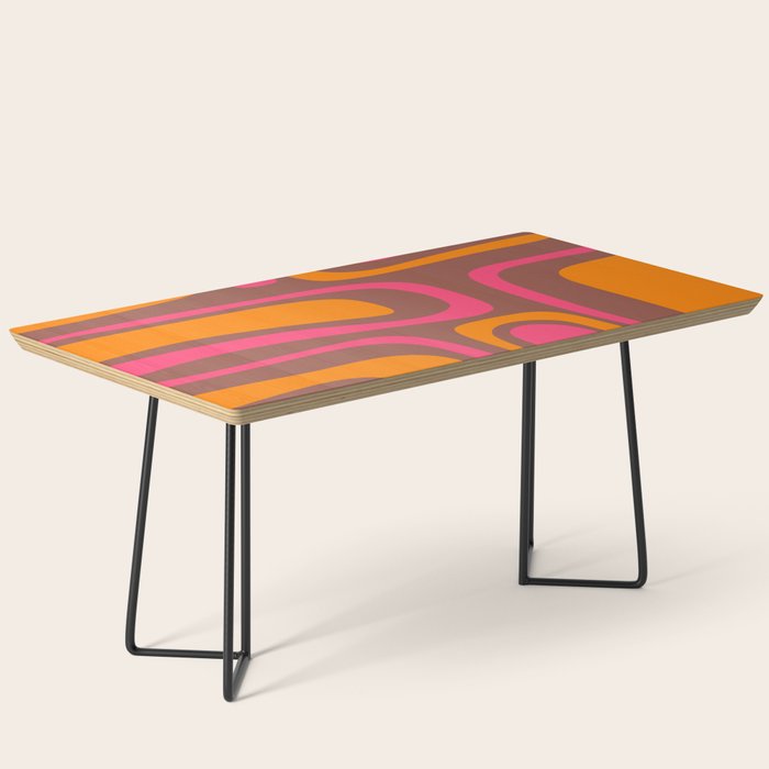 Mid-Century Modern Abstract Palm Springs Eclectic Pattern in Pink Brown Orange Coffee Table Gallery Image 1