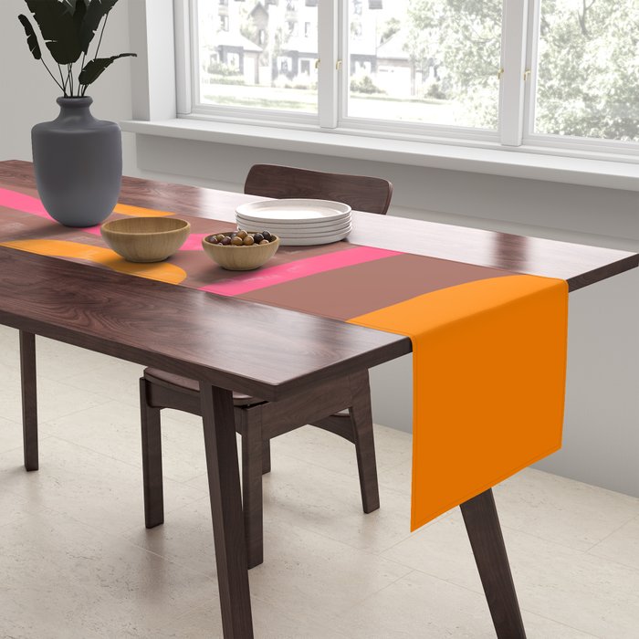 Mid-Century Modern Abstract Palm Springs Eclectic Pattern in Pink Brown Orange Table Runner Gallery Image 2