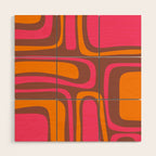 Mid-Century Modern Abstract Palm Springs Eclectic Pattern in Pink Brown Orange Wood Wall Art Gallery Image 1