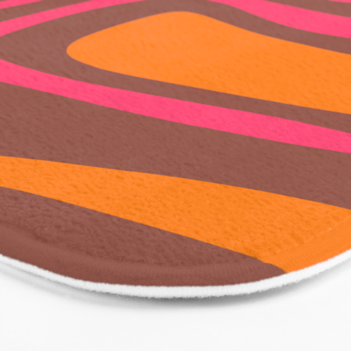 Mid-Century Modern Abstract Palm Springs Eclectic Pattern in Pink Brown Orange Bath Mat Gallery Image 3