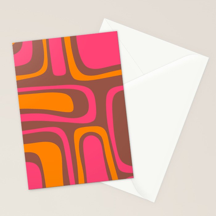 Mid-Century Modern Abstract Palm Springs Eclectic Pattern in Pink Brown Orange Stationery Card Gallery Image 2