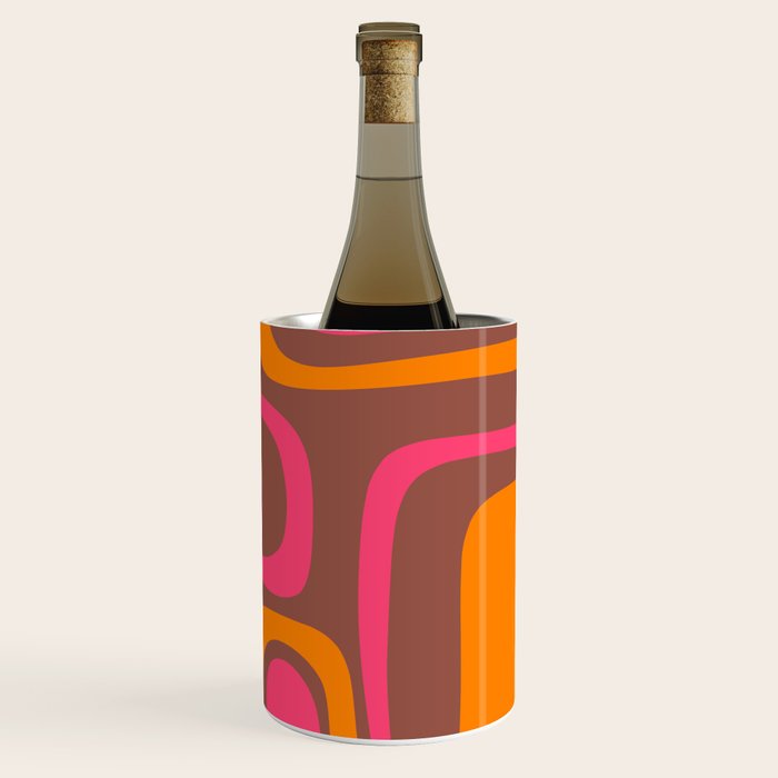 Mid-Century Modern Abstract Palm Springs Eclectic Pattern in Pink Brown Orange Wine Chiller Gallery Image 3