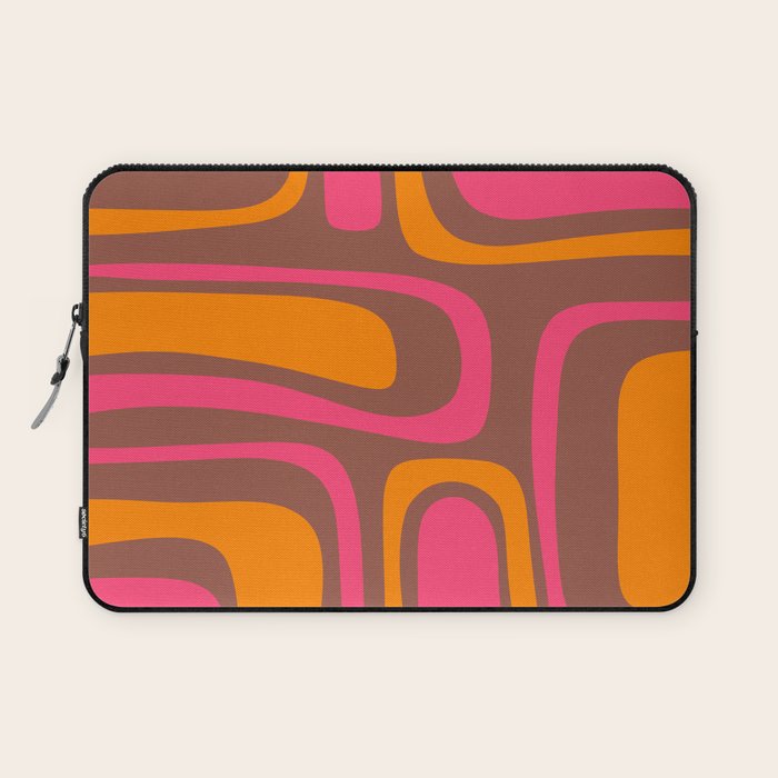 Mid-Century Modern Abstract Palm Springs Eclectic Pattern in Pink Brown Orange Laptop Sleeve Gallery Image 1