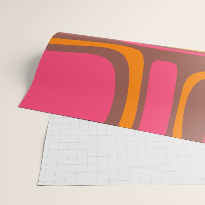 Mid-Century Modern Abstract Palm Springs Eclectic Pattern in Pink Brown Orange Wrapping Paper Gallery Image 2
