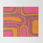 Mid-Century Modern Abstract Palm Springs Eclectic Pattern in Pink Brown Orange Throw Blanket Gallery Image 2