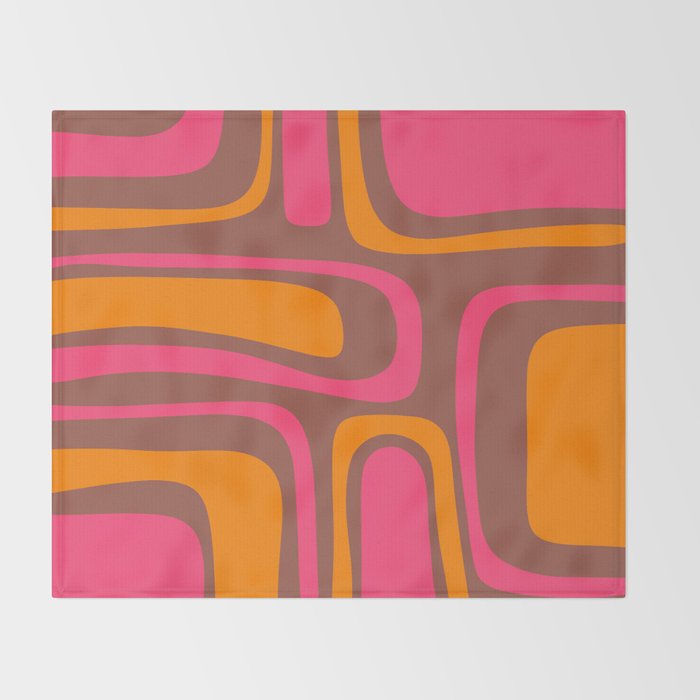 Mid-Century Modern Abstract Palm Springs Eclectic Pattern in Pink Brown Orange Throw Blanket Gallery Image 2