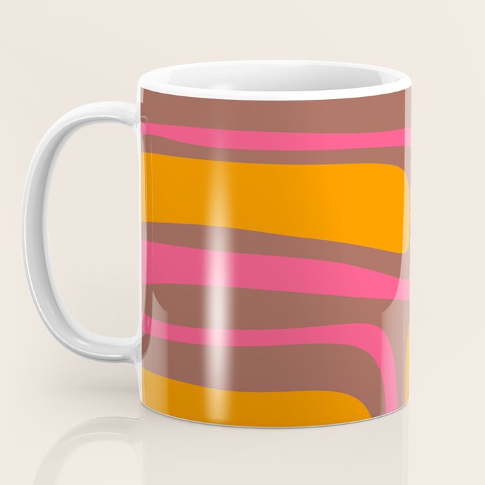Mid-Century Modern Abstract Palm Springs Eclectic Pattern in Pink Brown Orange Coffee Mug Gallery Image 3