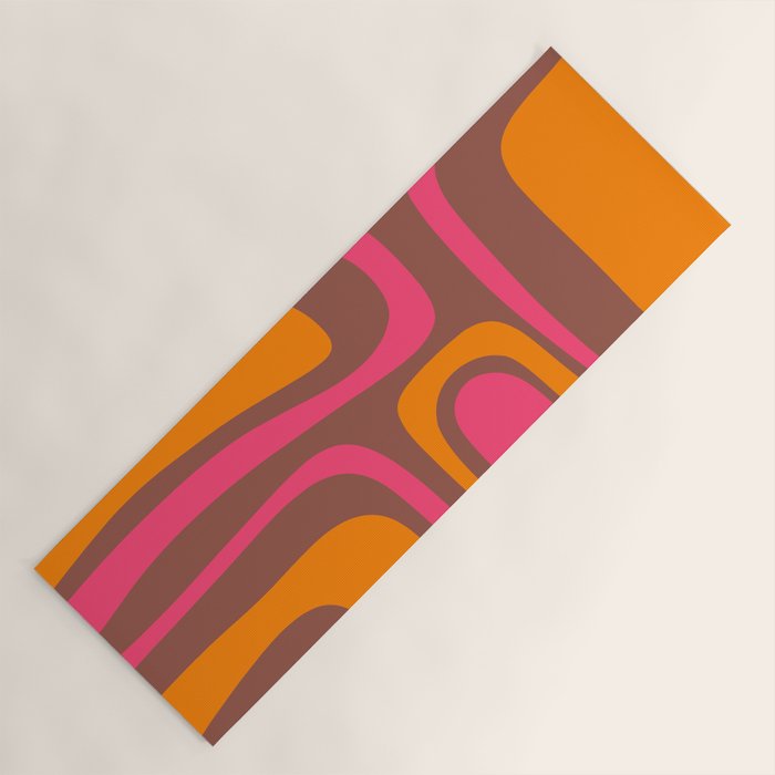 Mid-Century Modern Abstract Palm Springs Eclectic Pattern in Pink Brown Orange Yoga Mat Gallery Image 1