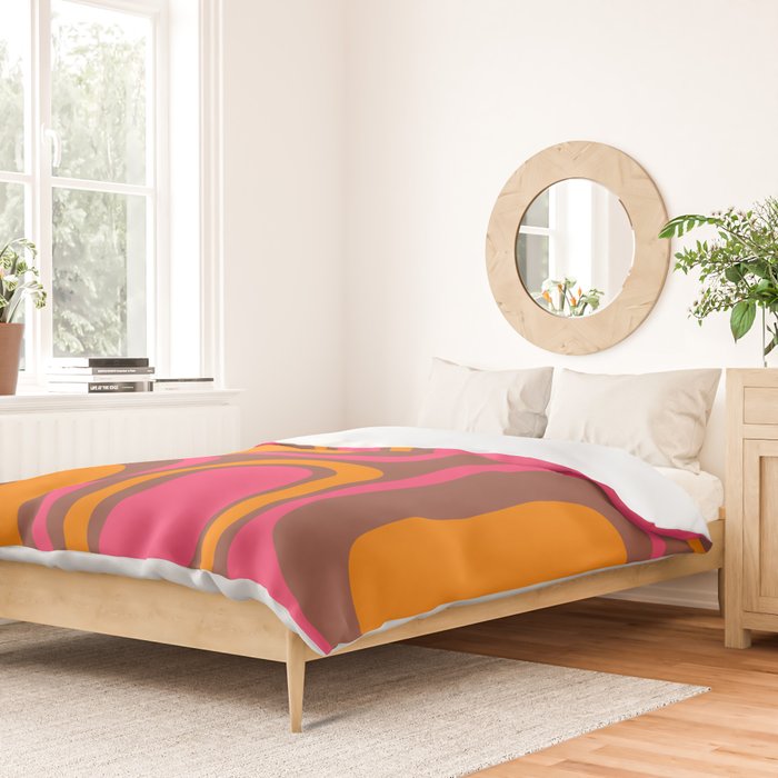 Mid-Century Modern Abstract Palm Springs Eclectic Pattern in Pink Brown Orange Duvet Cover Gallery Image 2