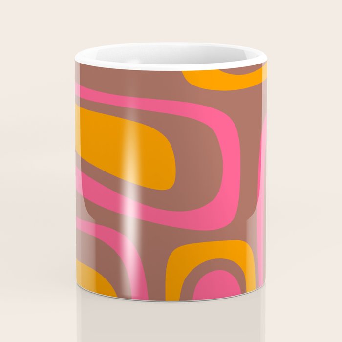 Mid-Century Modern Abstract Palm Springs Eclectic Pattern in Pink Brown Orange Coffee Mug Gallery Image 4