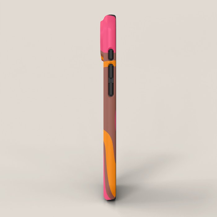 Mid-Century Modern Abstract Palm Springs Eclectic Pattern in Pink Brown Orange iPhone Case Gallery Image 2