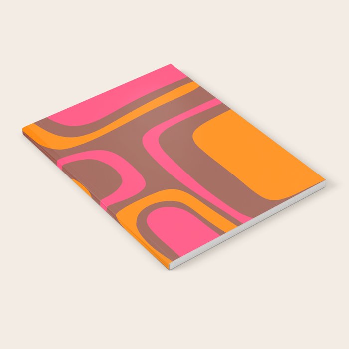 Mid-Century Modern Abstract Palm Springs Eclectic Pattern in Pink Brown Orange Notebook Gallery Image 2