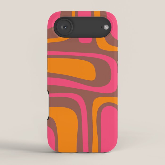 Mid-Century Modern Abstract Palm Springs Eclectic Pattern in Pink Brown Orange iPhone Case Gallery Image 2
