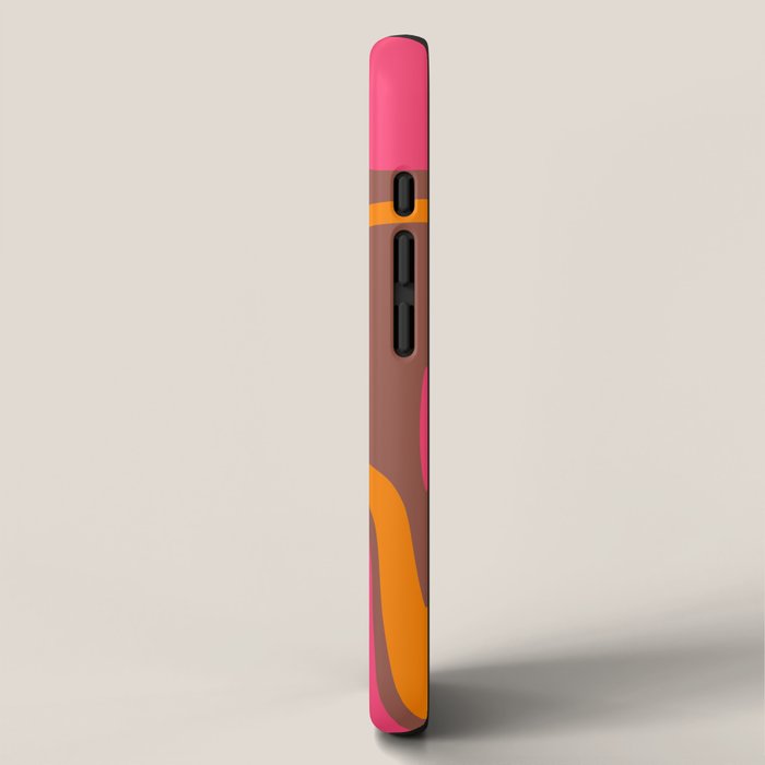 Mid-Century Modern Abstract Palm Springs Eclectic Pattern in Pink Brown Orange iPhone Case Gallery Image 2