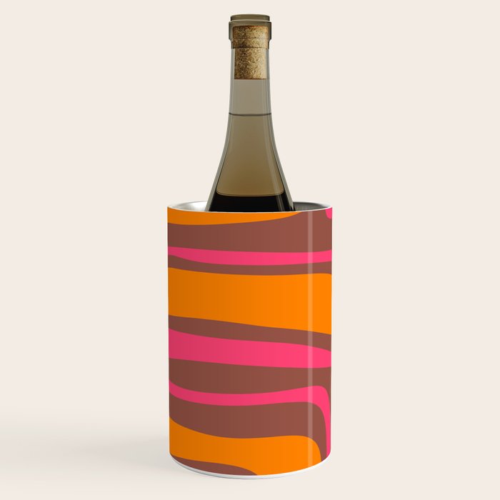 Mid-Century Modern Abstract Palm Springs Eclectic Pattern in Pink Brown Orange Wine Chiller Gallery Image 2