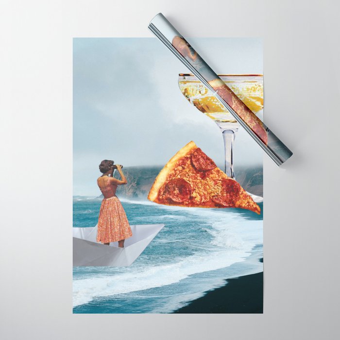 Sighting (Champagne & Pizza) Wrapping Paper Gallery Image 1