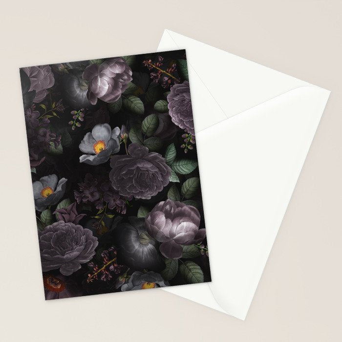 Mystic Moon Night Roses Botanical Flower Garden Stationery Card Gallery Image 2