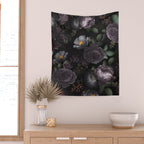 Mystic Moon Night Roses Botanical Flower Garden Wall Tapestry Gallery Image 2