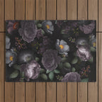 Mystic Moon Night Roses Botanical Flower Garden Outdoor Rug Gallery Image 1