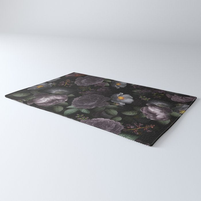 Mystic Moon Night Roses Botanical Flower Garden Rug Gallery Image 3