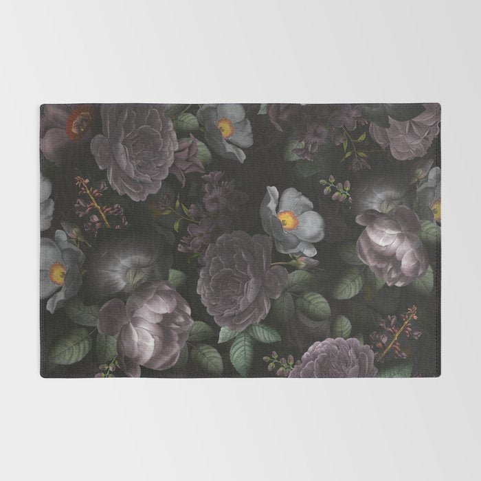 Mystic Moon Night Roses Botanical Flower Garden Rug Gallery Image 2