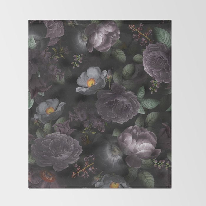 Mystic Moon Night Roses Botanical Flower Garden Throw Blanket Gallery Image 2