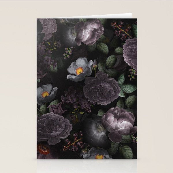 Mystic Moon Night Roses Botanical Flower Garden Stationery Card Gallery Image 1