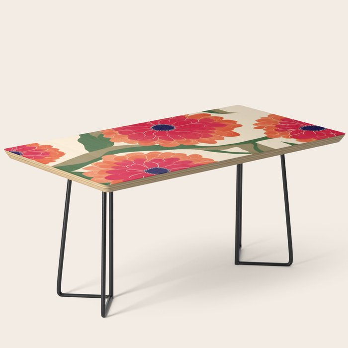 Red Zinnias Coffee Table Gallery Image 1