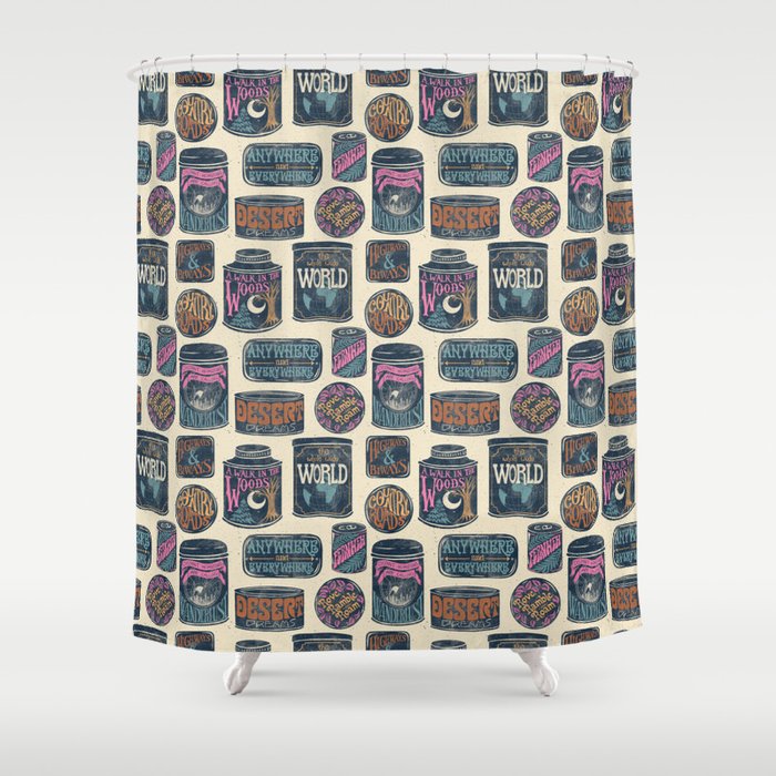 Vagabondâs Cupboard - midnight, cream, and more Shower Curtain Gallery Image 1
