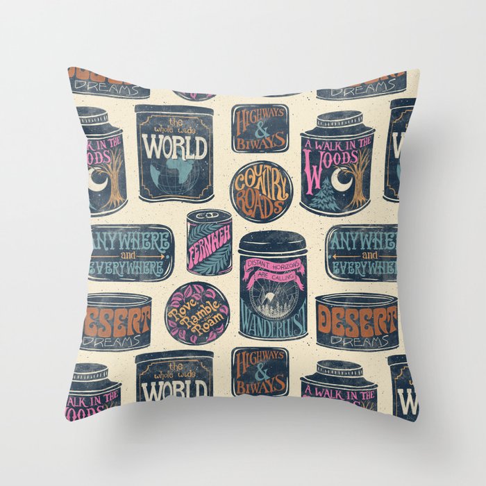 Vagabondâs Cupboard - midnight, cream, and more Throw Pillow Gallery Image 1