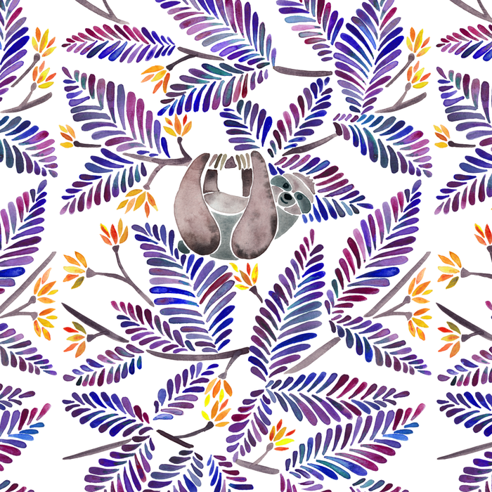 Happy Sloth - Tropical Indigo Leaves Coffee Mug Gallery Image 2