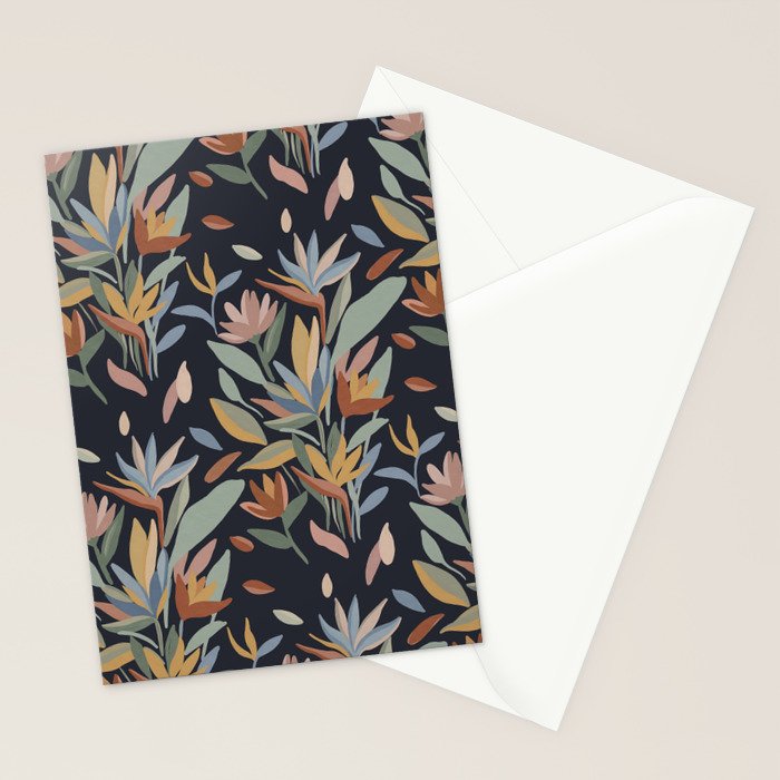 Hand Painted Floral Garden Night Stationery Card Gallery Image 2