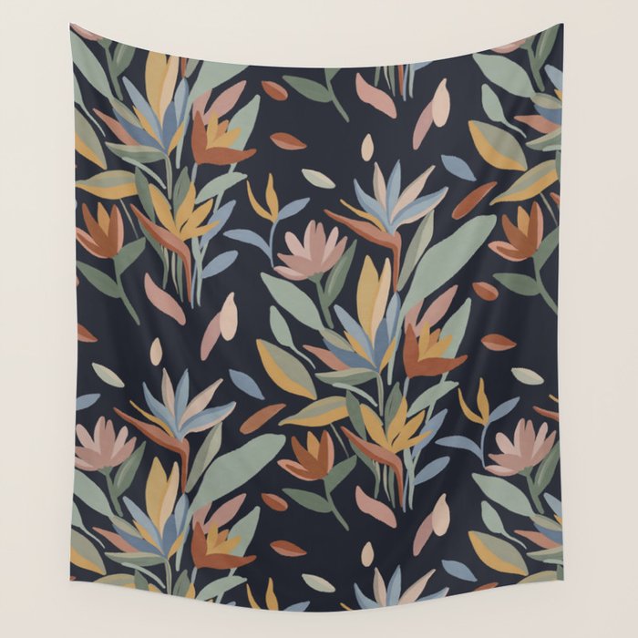Hand Painted Floral Garden Night Wall Tapestry Gallery Image 4
