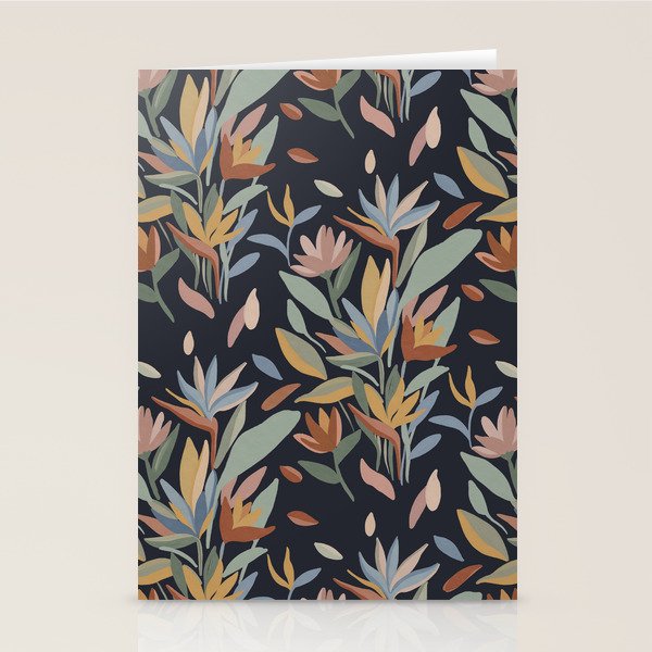Hand Painted Floral Garden Night Stationery Card Gallery Image 1