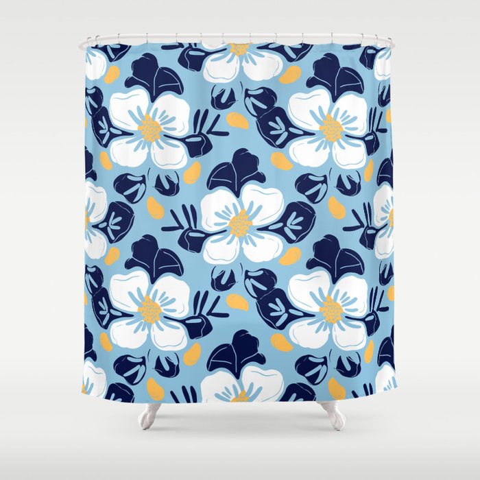 Vintage flower nature art pattern Shower Curtain Gallery Image 1