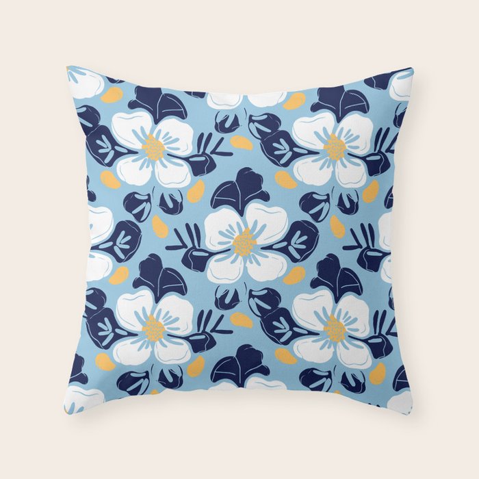 Vintage flower nature art pattern Throw Pillow Gallery Image 1