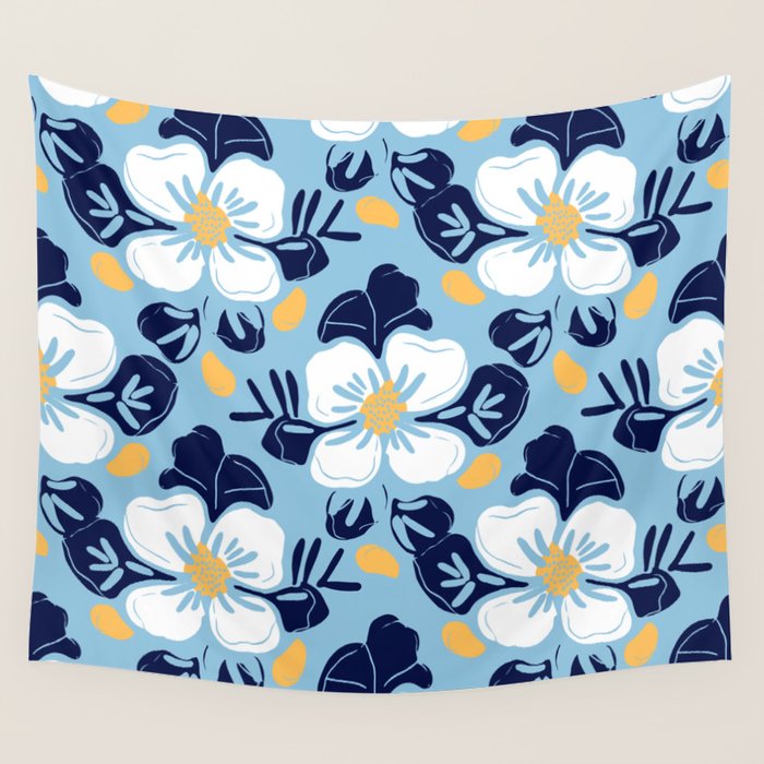 Vintage flower nature art pattern Wall Tapestry Gallery Image 4