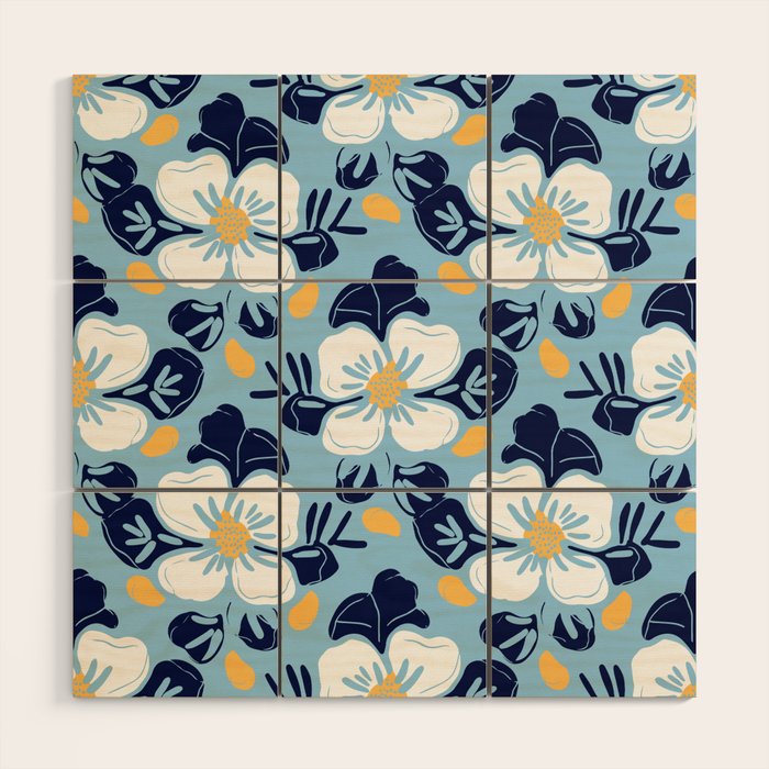 Vintage flower nature art pattern Wood Wall Art Gallery Image 1