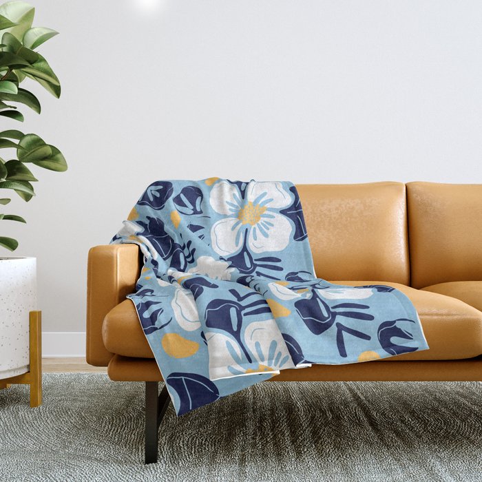 Vintage flower nature art pattern Throw Blanket Gallery Image 1